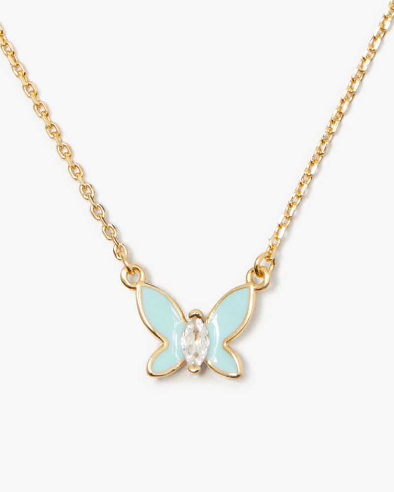 Kate Spade,Social Butterfly Pendant,Single Strand,Gem Embellishment,Novelty Embellishment,Gold Plated,Casual,