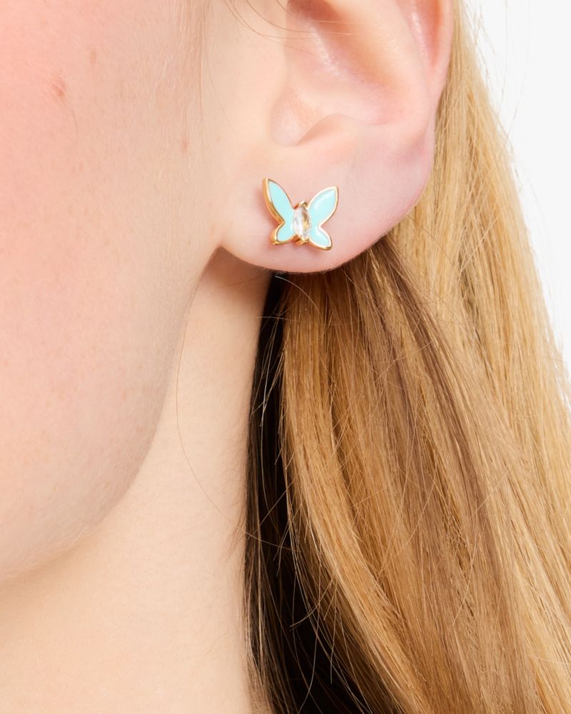 Kate Spade,Social Butterfly Mini Studs,Turquoise