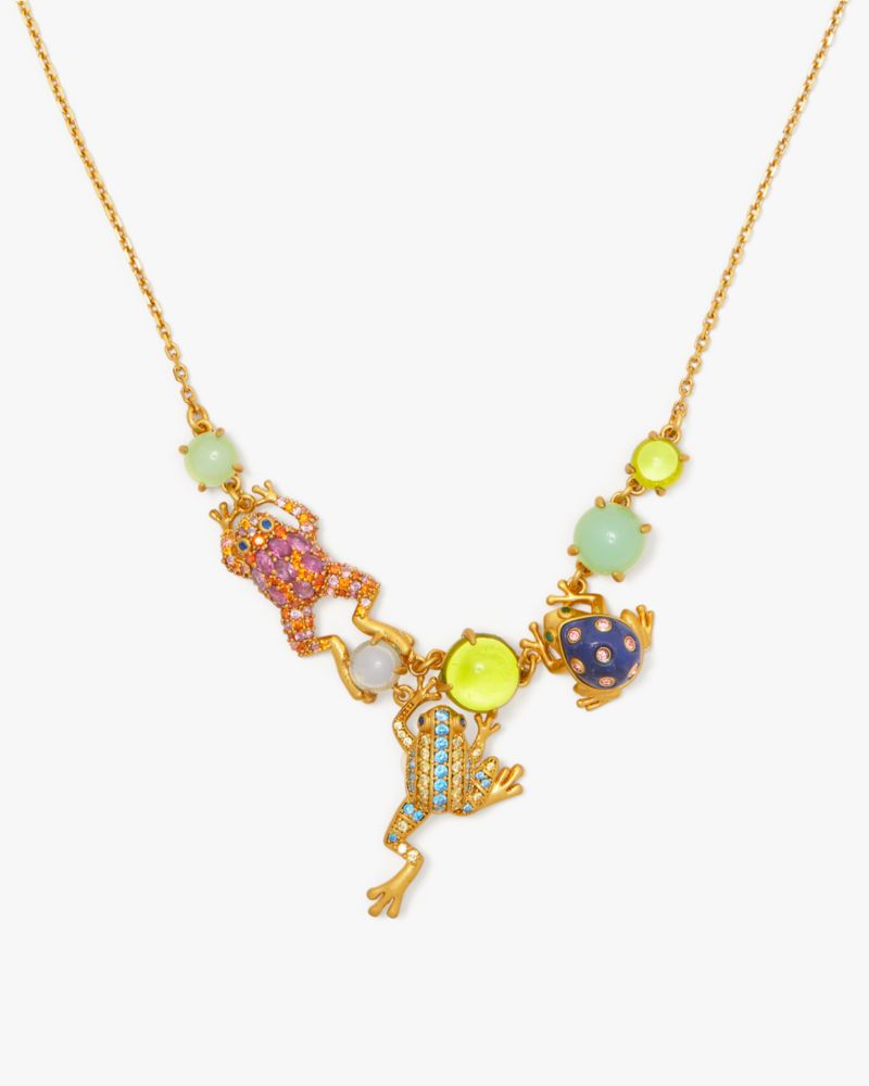 Kate Spade,Take The Leap Necklace,Single Strand,Resin,3D Embellishment,Novelty Embellishment,Pave Embellishment,Gem Embell...,Multi Color