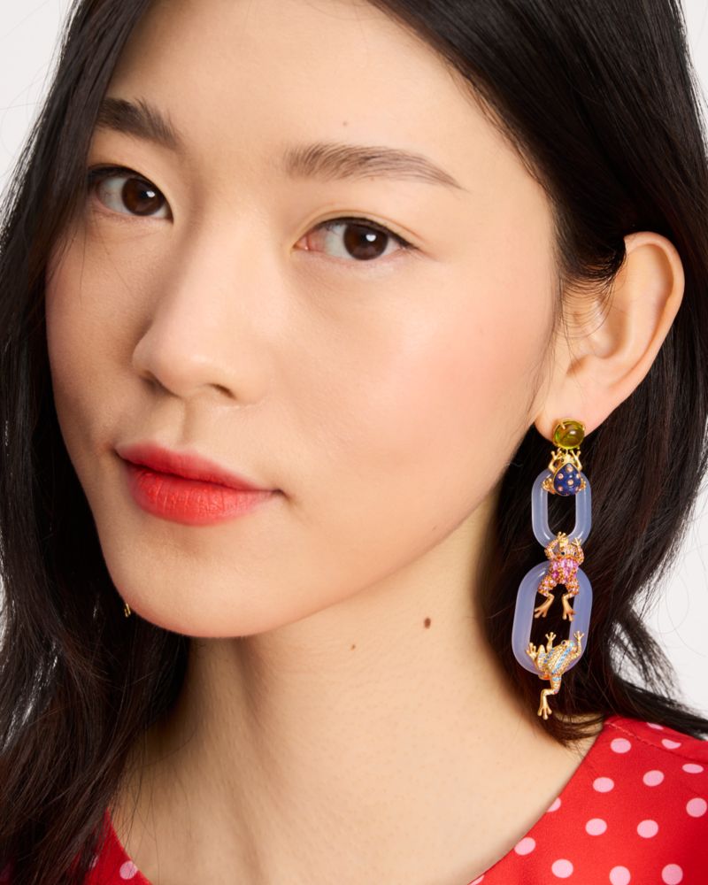 Kate Spade,Take The Leap Linear Earrings,Blue/Multi