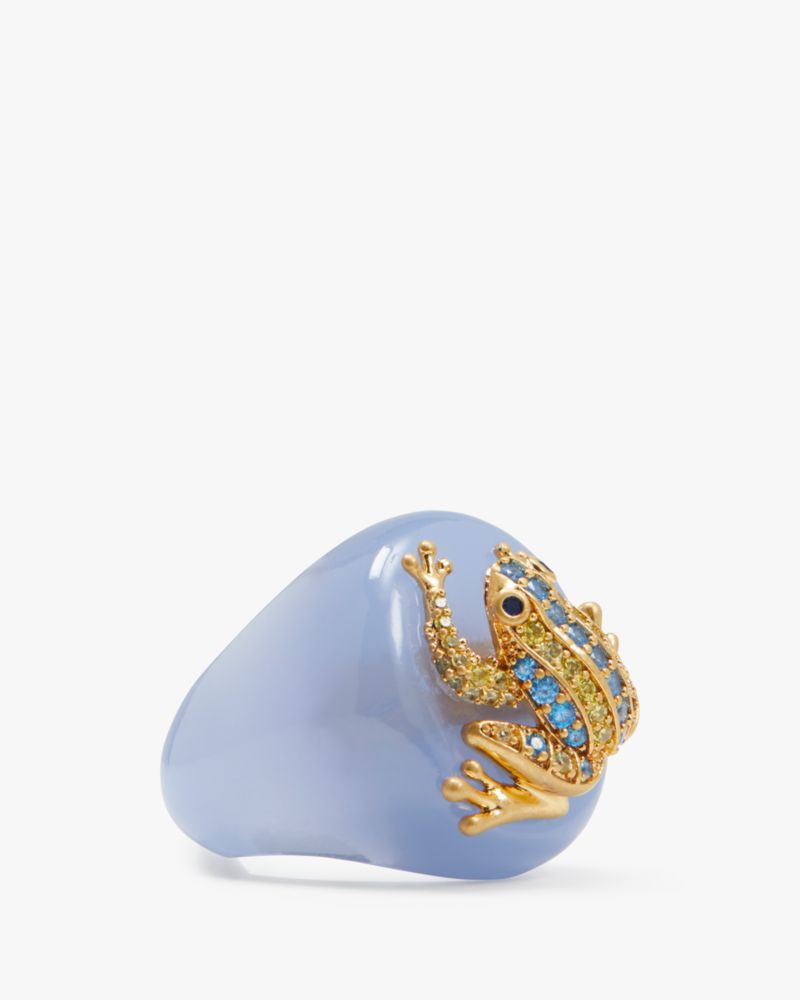 Kate Spade,Take The Leap Cocktail Ring,Cocktail,Cubic Zirconia,Gem Embellishment,Pave Embellishment,Gold Plated,Yellow Gol...,Blue