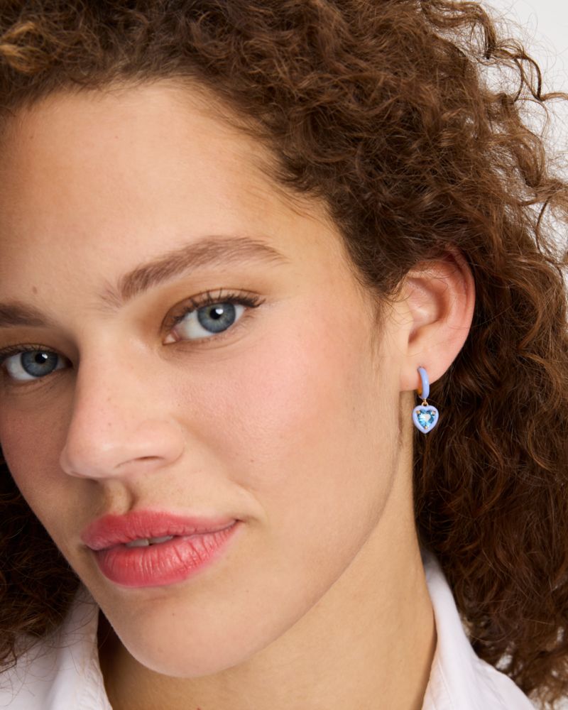 Kate Spade,Sweetheart Huggies,Hoops,Dangle Earring,Gem Embellishment,Day Party,