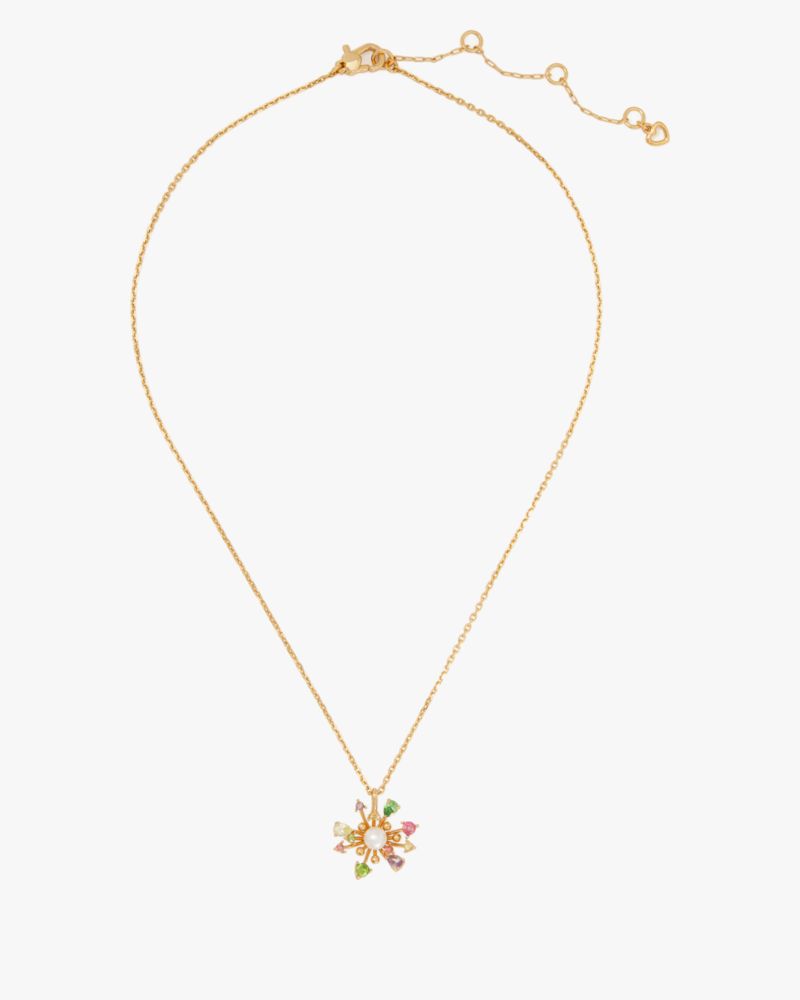 Kate Spade,Bloom In Color Mini Pendant,Single Strand,Glass,Cubic Zirconia,Gem Embellishment,Heart Embellishment,Logo,Pearl...,Multi Color