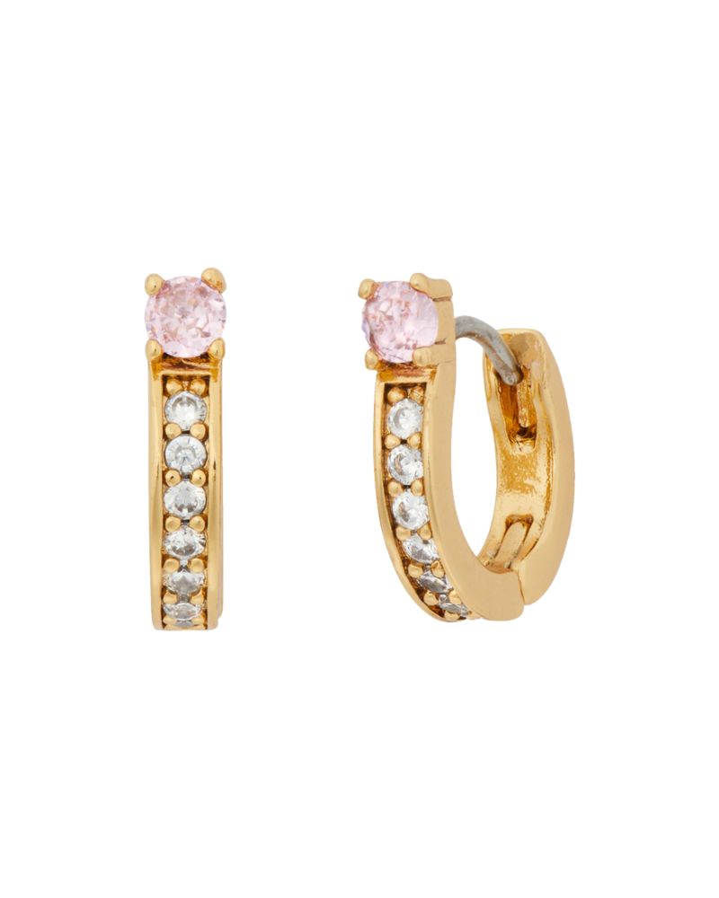 Kate Spade,Precious Delights Huggies,Huggies,Metal Material,Cubic Zirconia,Crystal,Gem Embellishment,Gold Plated,Yellow Go...,Multi Color