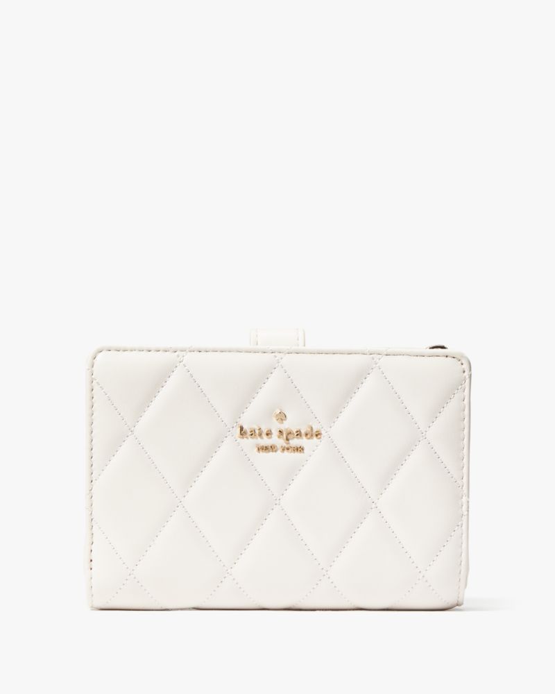 Kate Spade,Carey Medium Compact Bifold Wallet,Parchment