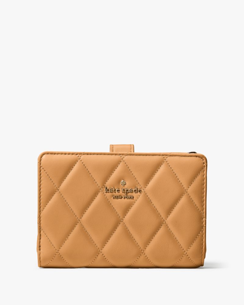 Kate Spade,Carey Medium Compact Bifold Wallet,Tiramisu Mousse