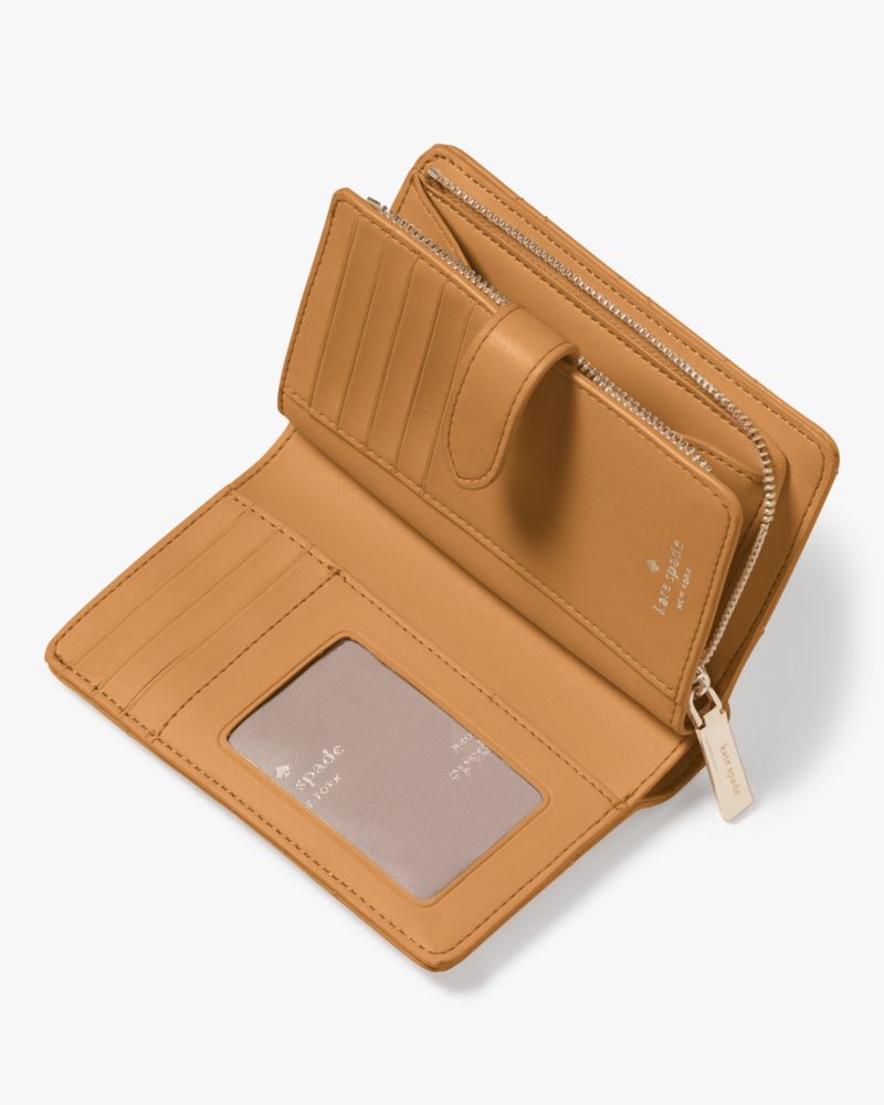 Kate Spade,Carey Medium Compact Bifold Wallet,Tiramisu Mousse