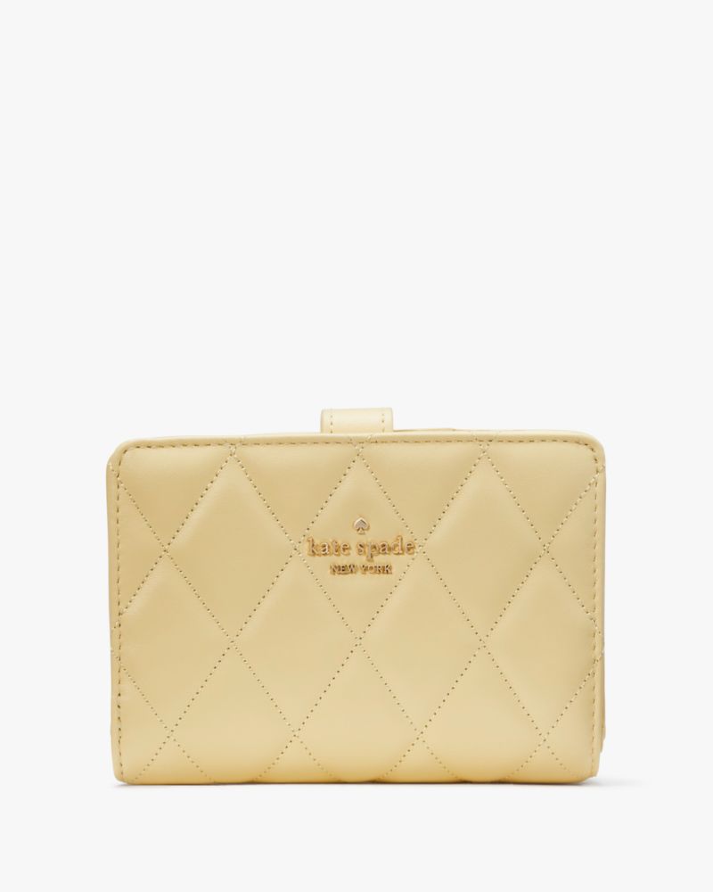 Kate Spade,Carey Medium Compact Bifold Wallet,Butter