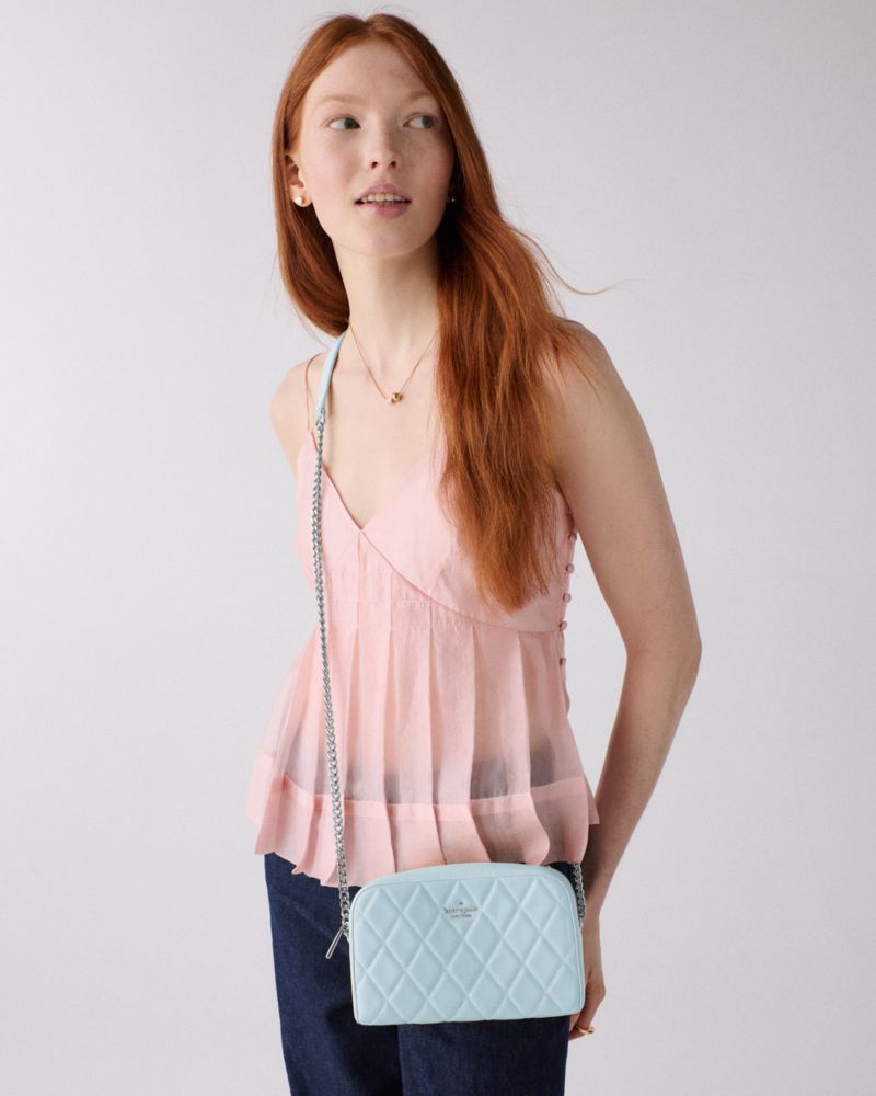 Kate Spade,Carey Chain Camera Bag,Lining Leather,Camera Bag,Metal, Logo, Quilted,Lined,Water Repellent,Gold Metal,Day Part...,