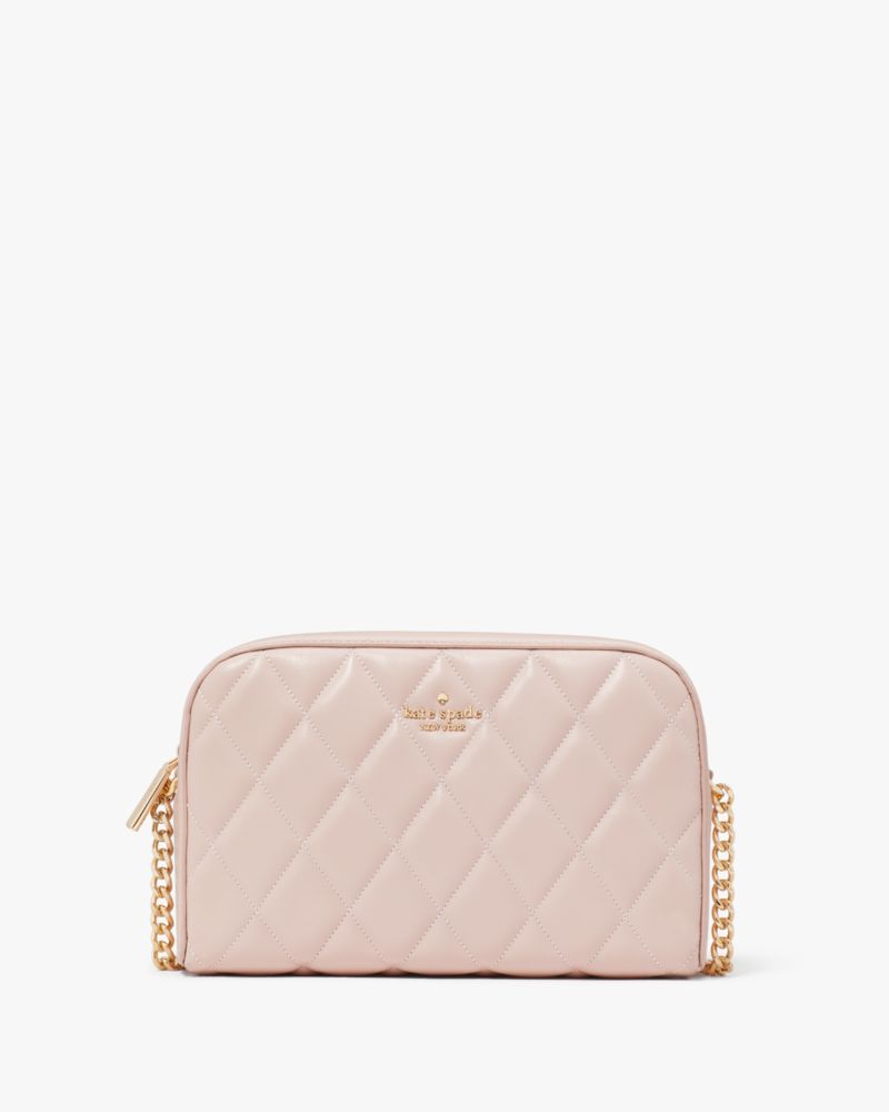 Kate Spade,Carey Quilted Mini Camera Bag,Lining Leather,Camera Bag,Logo,Metal,Lined,Gold Metal,Day Party,Pink