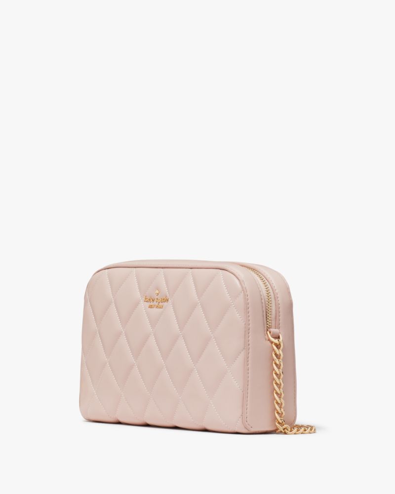 Kate Spade,Carey Quilted Mini Camera Bag,Lining Leather,Camera Bag,Logo,Metal,Lined,Gold Metal,Day Party,Pink