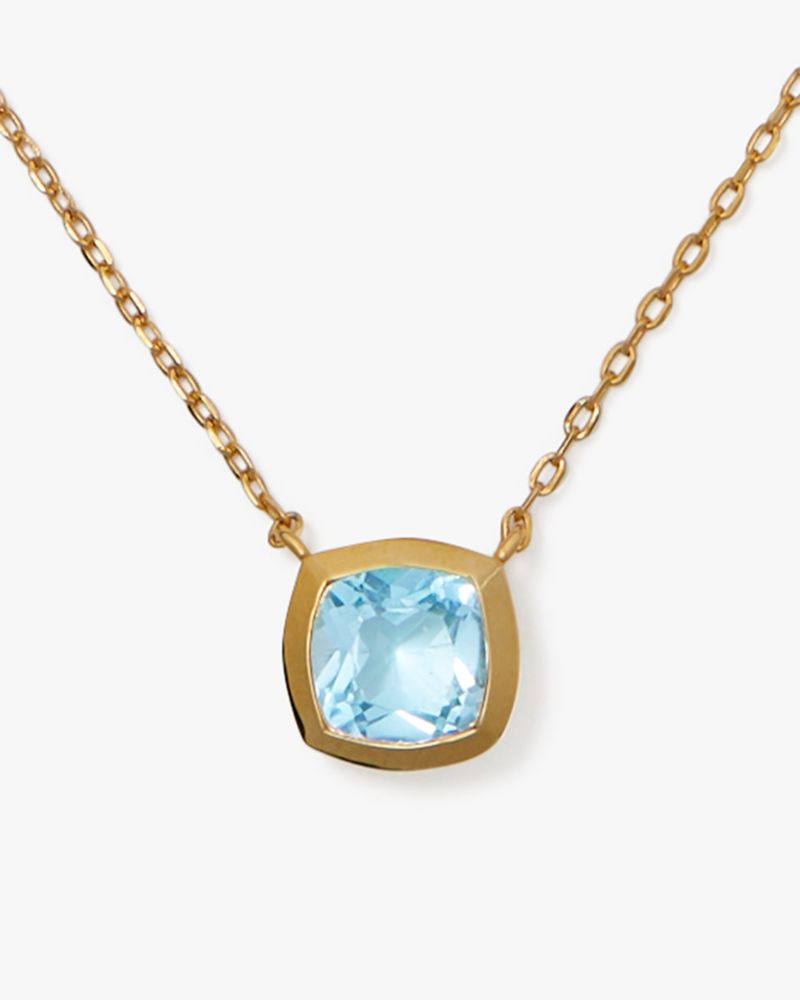 Kate Spade,Kate Spade Fine Time To Shine Gem Pendant,Single Strand,Topaz,Gem Embellishment,Gold Plated,Sterling Silver,Casual,Blue