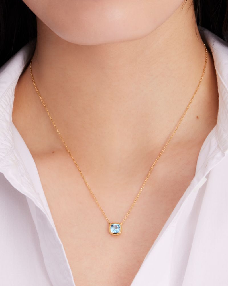 Kate Spade,Kate Spade Fine Time To Shine Gem Pendant,Single Strand,Topaz,Gem Embellishment,Gold Plated,Sterling Silver,Casual,Blue