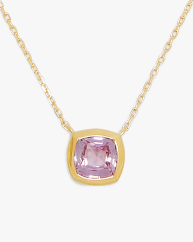 Kate Spade,Kate Spade Fine Time To Shine Gem Pendant,Pink Sapphire