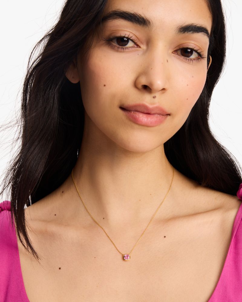 Kate Spade,Kate Spade Fine Time To Shine Gem Pendant,Pink Sapphire