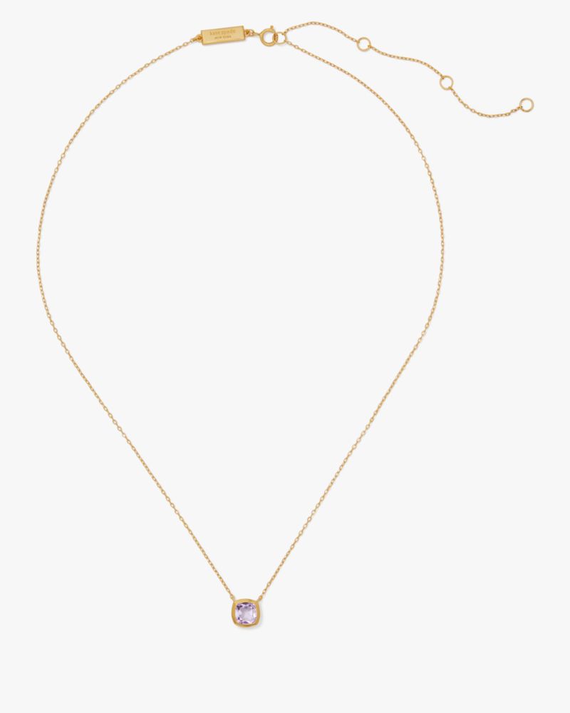 Kate Spade,Kate Spade Fine Time To Shine Gem Pendant,Single Strand,Amethyst,Gem Embellishment,Gold Plated,Sterling Silver,...,Lavender