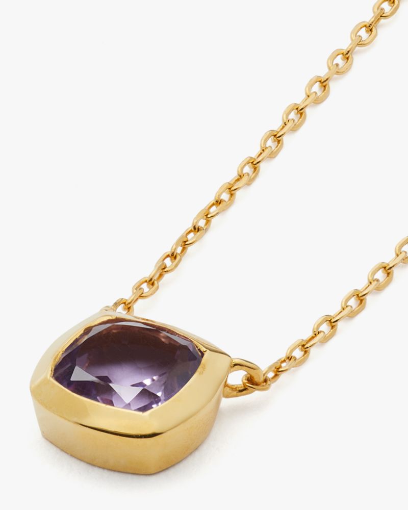 Kate Spade,Kate Spade Fine Time To Shine Gem Pendant,Single Strand,Amethyst,Gem Embellishment,Gold Plated,Sterling Silver,...,Lavender