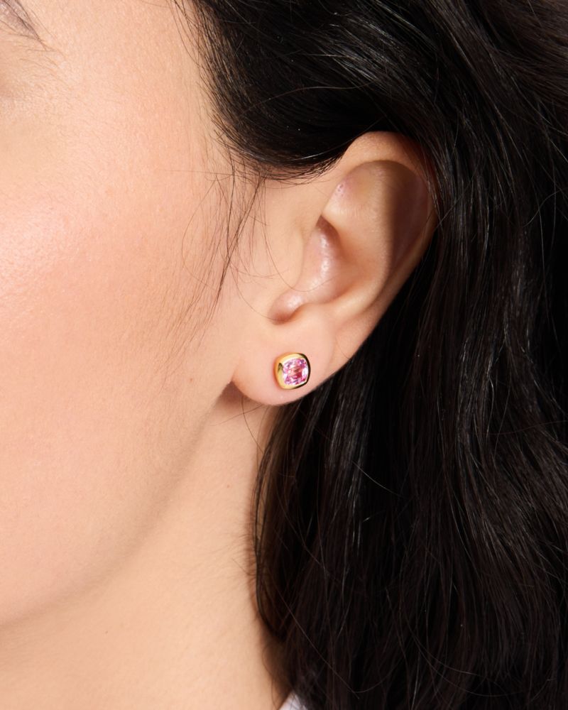 Kate Spade,Kate Spade Fine Time To Shine Gem Studs,Pink Sapphire