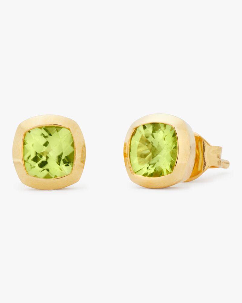 Kate Spade,Kate Spade Fine Time To Shine Gem Studs,Studs,Peridot,Gem Embellishment,Gold Plated,Yellow Gold Plated,Day Party,Green