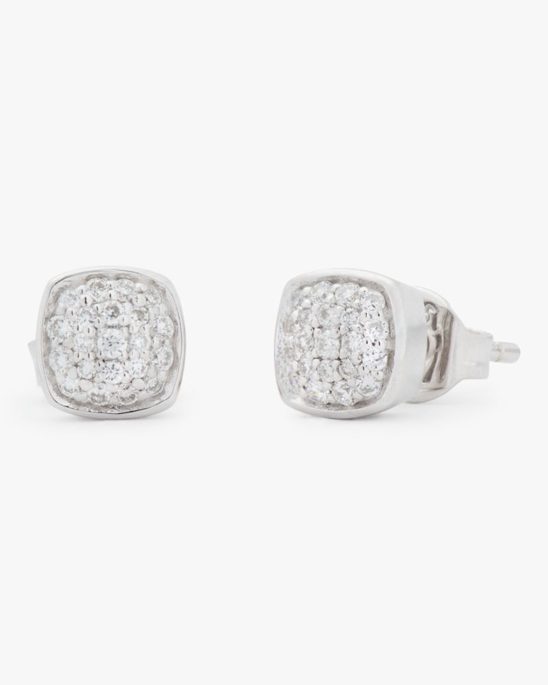 Kate Spade,Kate Spade Fine Time To Shine Pavé Diamond Studs,Studs,Synthetic Diamond,Gem Embellishment,Pave Embellishment,S...,Clear