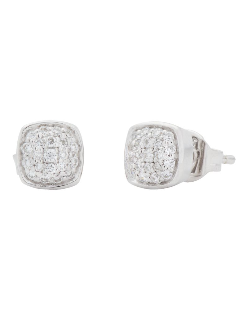 Kate Spade,Kate Spade Fine Time To Shine Pavé Diamond Studs,Studs,Synthetic Diamond,Gem Embellishment,Sterling Silver,Silv...,Clear