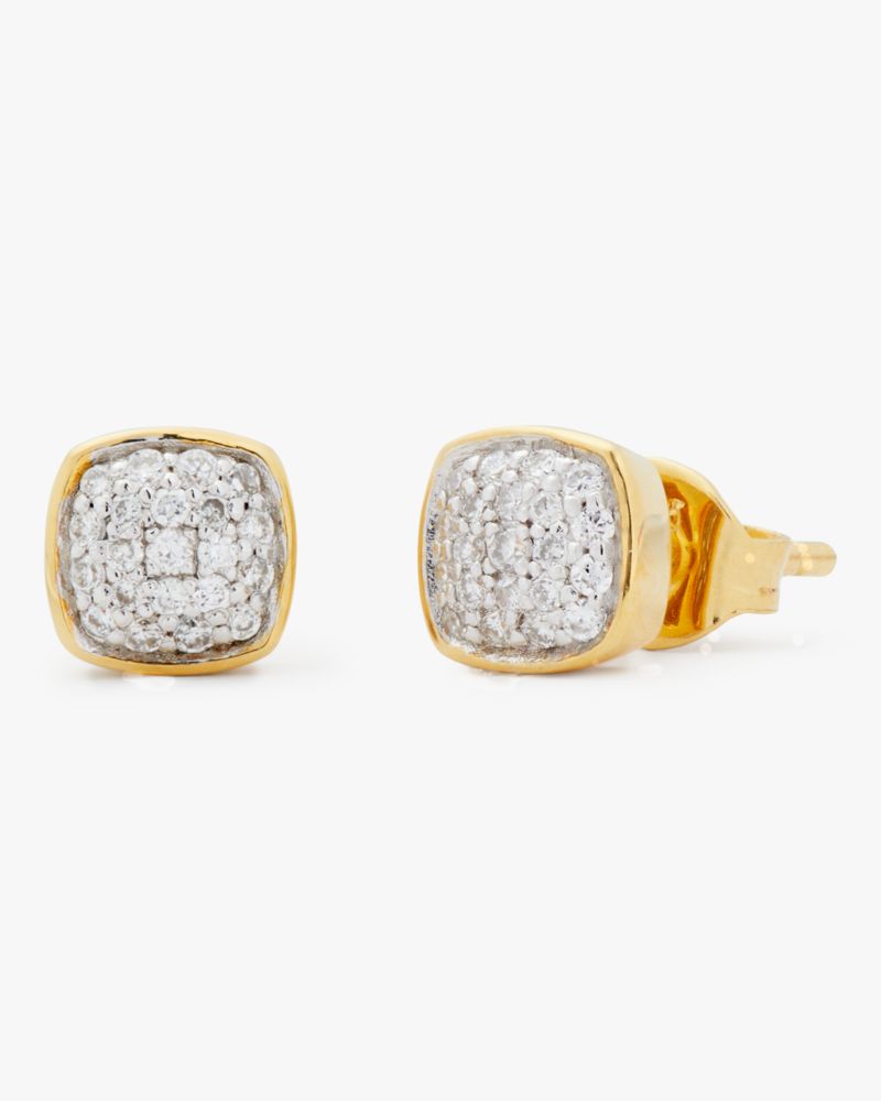 Kate Spade,Kate Spade Fine Time To Shine Pavé Diamond Studs,Studs,Synthetic Diamond,Gem Embellishment,Pave Embellishment,M...,Clear