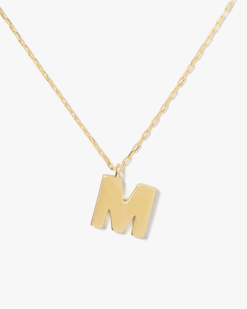 Kate Spade,Kate Spade Fine Love Letter M Initial Pendant,Gold