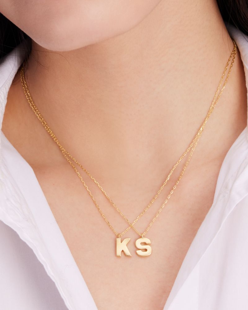 Kate Spade,ケイト・スペード ファイン ラブ レター M イニシャル ペンダント,ネックレス,ゴールド