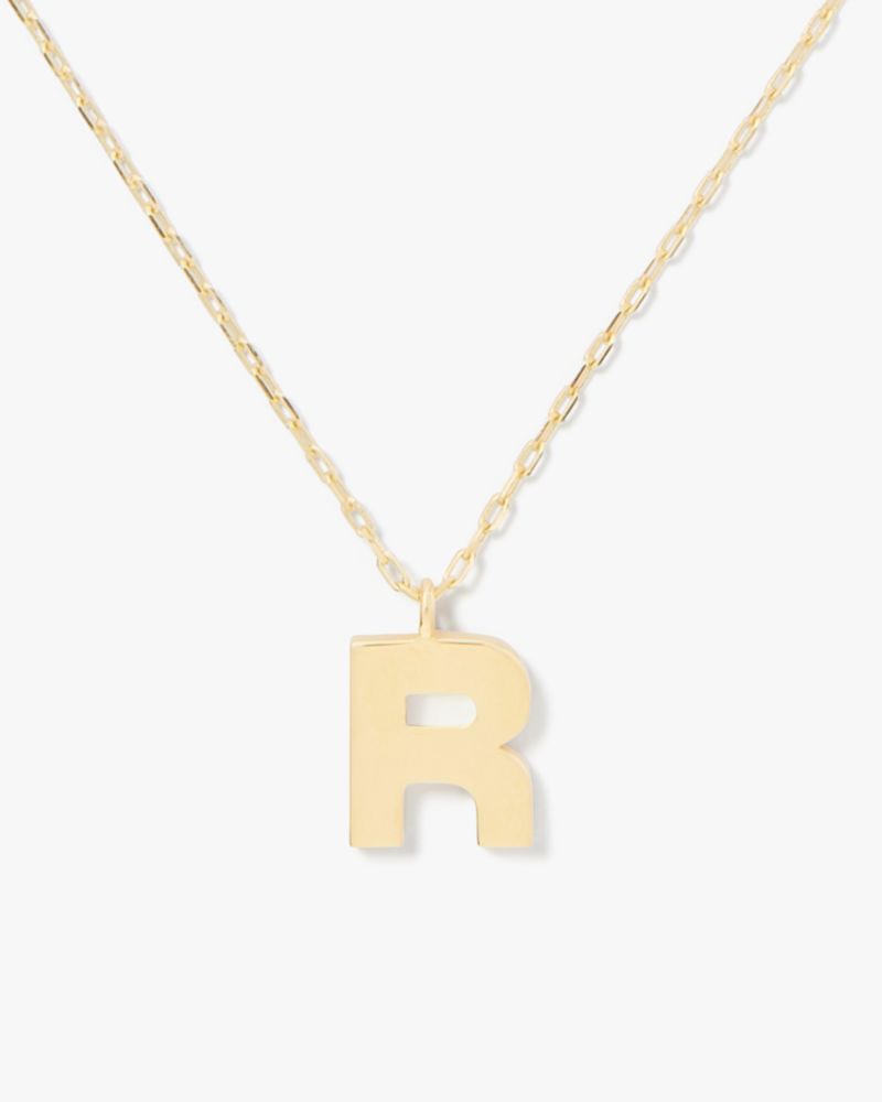 Kate Spade,Kate Spade Fine Love Letter R Initial Pendant,Gold