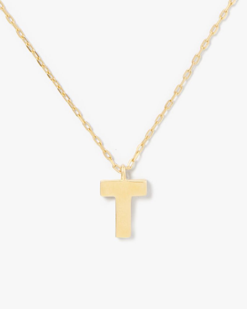 Kate Spade,Kate Spade Fine Love Letter T Initial Pendant,Single Strand,Initials Embellishment,Gold Plated,Sterling Silver,...,