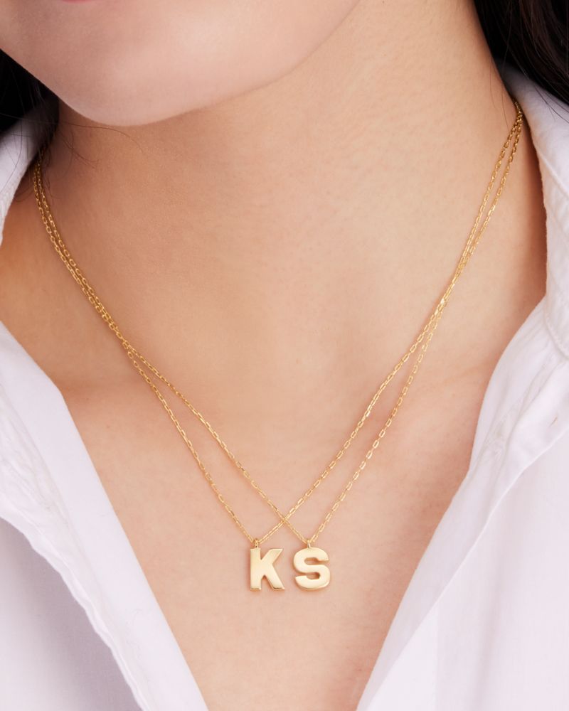 Kate Spade,Kate Spade Fine Love Letter T Initial Pendant,Single Strand,Initials Embellishment,Gold Plated,Sterling Silver,...,