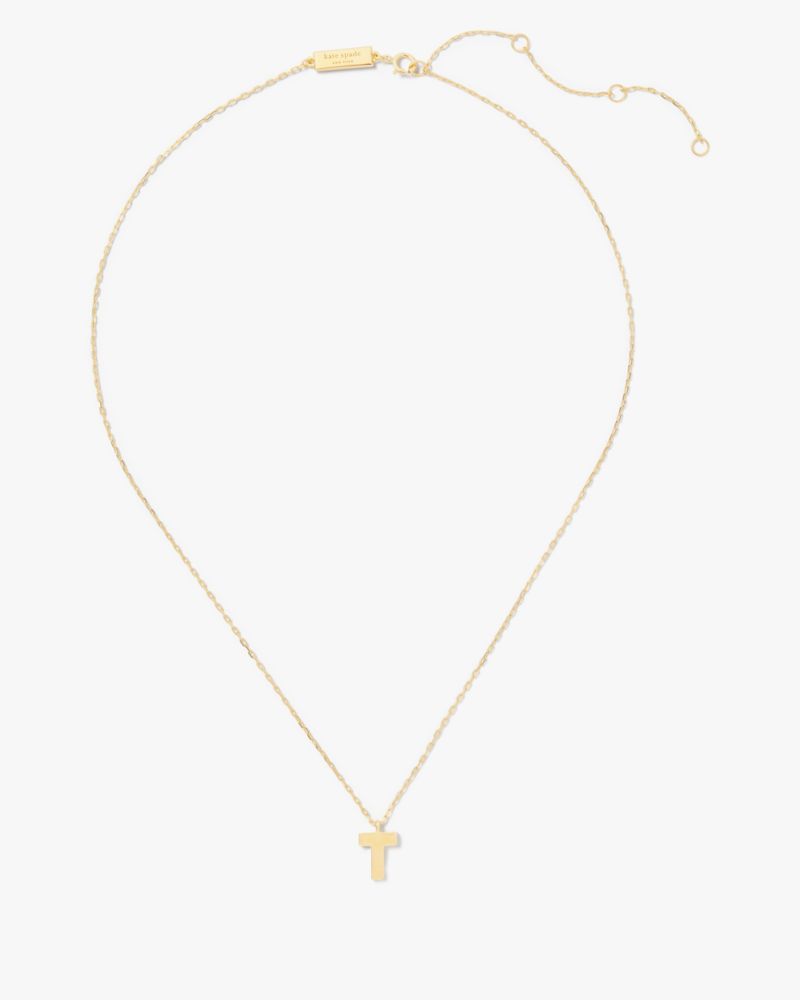 Kate Spade,Kate Spade Fine Love Letter T Initial Pendant,Single Strand,Initials Embellishment,Gold Plated,Sterling Silver,...,