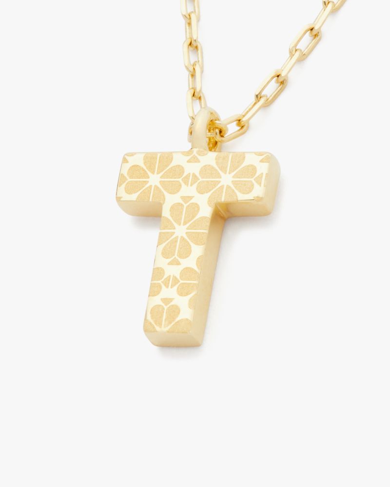 Kate Spade,Kate Spade Fine Love Letter T Initial Pendant,Single Strand,Initials Embellishment,Gold Plated,Sterling Silver,...,