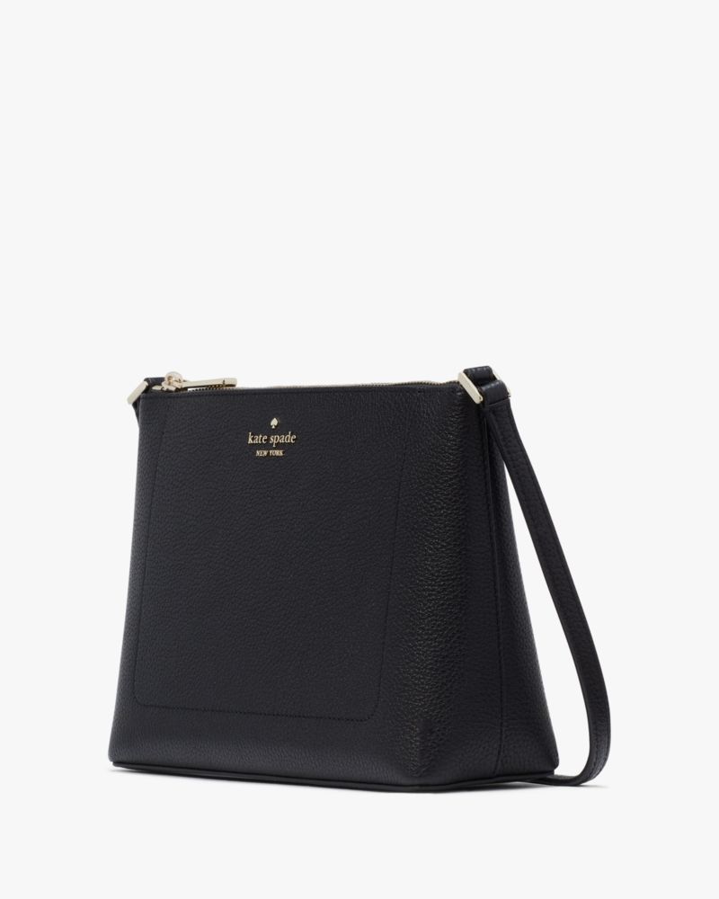 Kate Spade,Leila Medium Crossbody,Lining Leather,Crossbody,Logo,Metal,Lined,Casual,Black