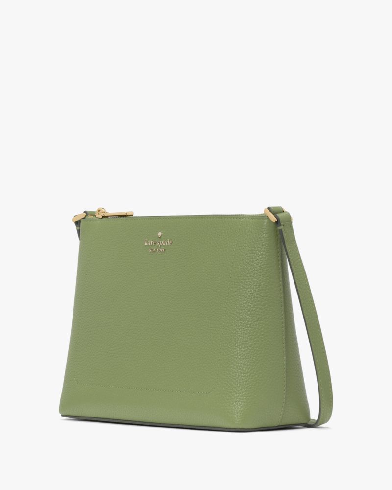 Kate Spade,Leila Medium Crossbody,Lining Leather,Crossbody,Metal,Logo,Lined,Casual,Olive