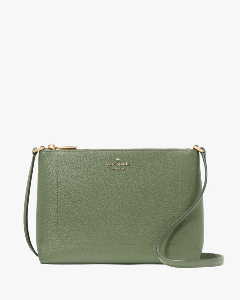 Kate Spade,Leila Medium Crossbody,Lining Leather,Crossbody,Metal,Logo,Lined,Casual,