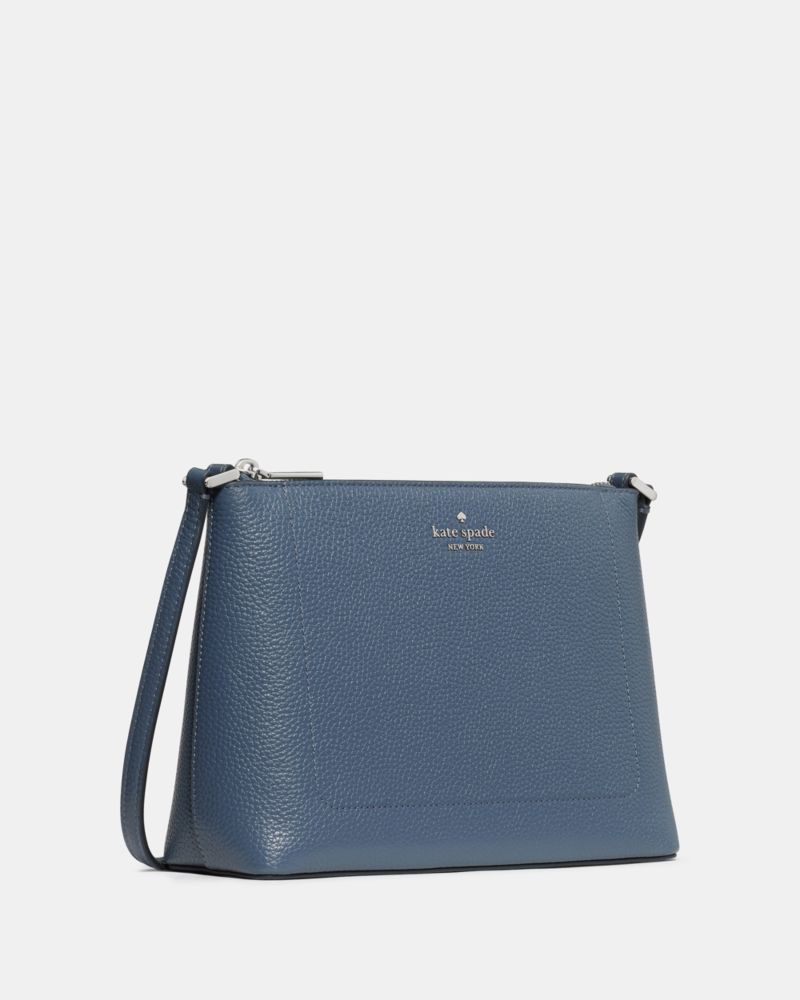 Kate Spade,Leila Crossbody Bag,Lining Leather,Crossbody,Logo,Metal,Lined,Casual,Blue