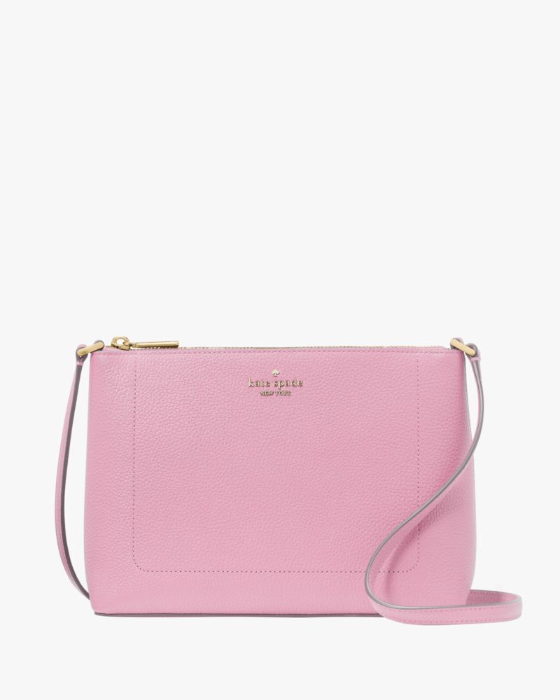 Kate Spade,Leila Medium Crossbody,Lining Leather,Crossbody,Metal,Logo,Lined,Casual,