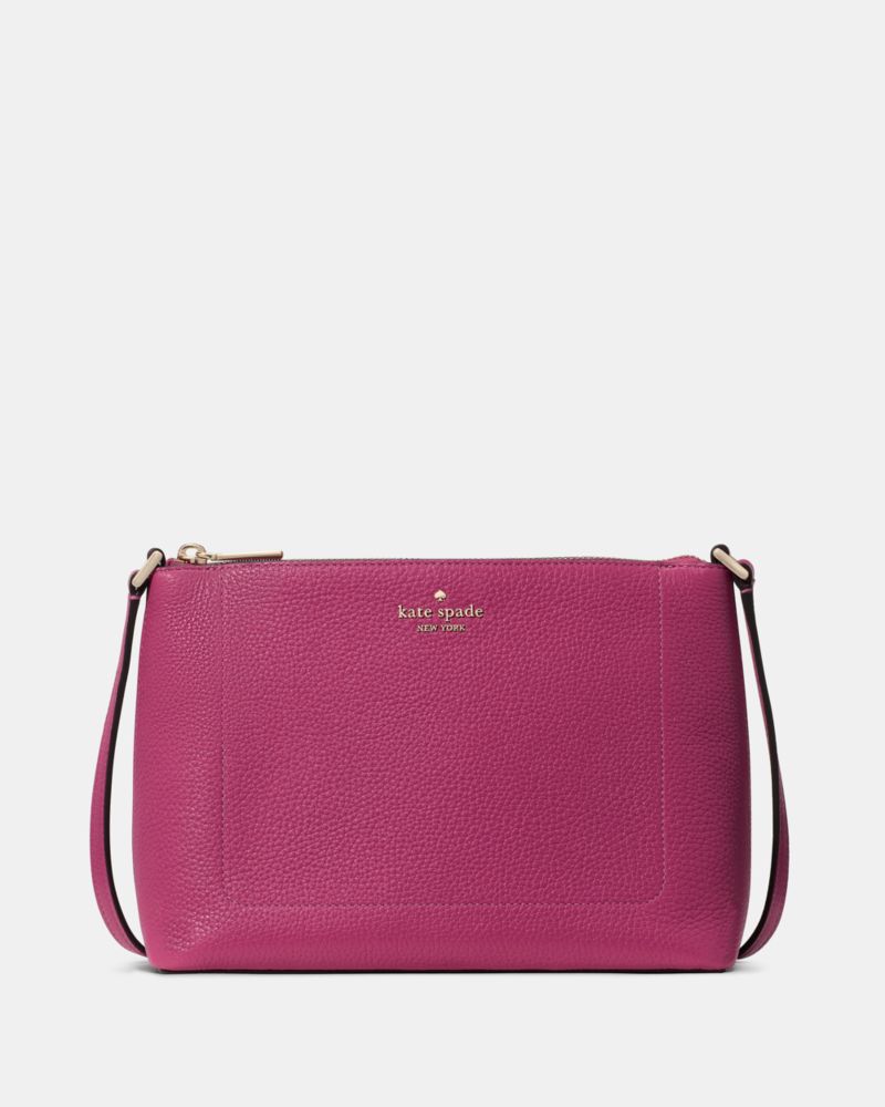 Kate Spade,Leila Medium Crossbody,Lining Leather,Crossbody,Logo,Metal,Lined,Casual,