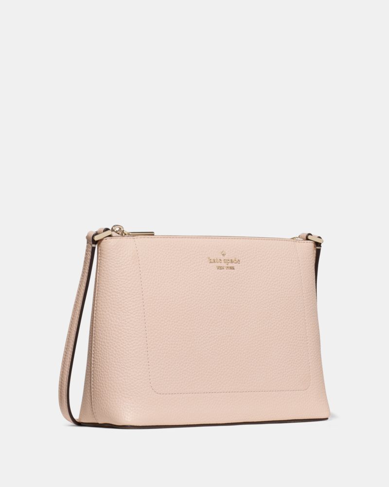 Kate Spade,Leila Crossbody Bag,Lining Leather,Crossbody,Logo,Metal,Lined,Casual,Pink
