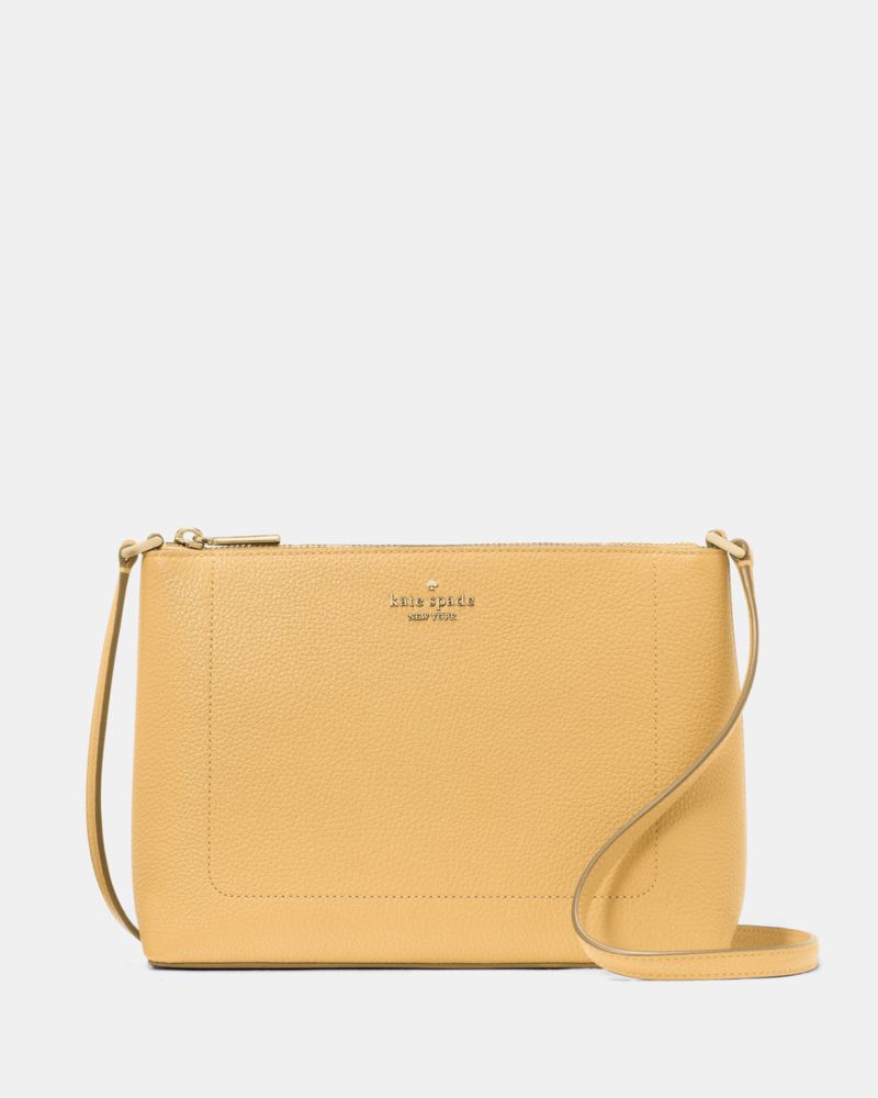 Kate Spade,Leila Medium Crossbody,Lining Leather,Crossbody,Metal,Logo,Lined,Casual,