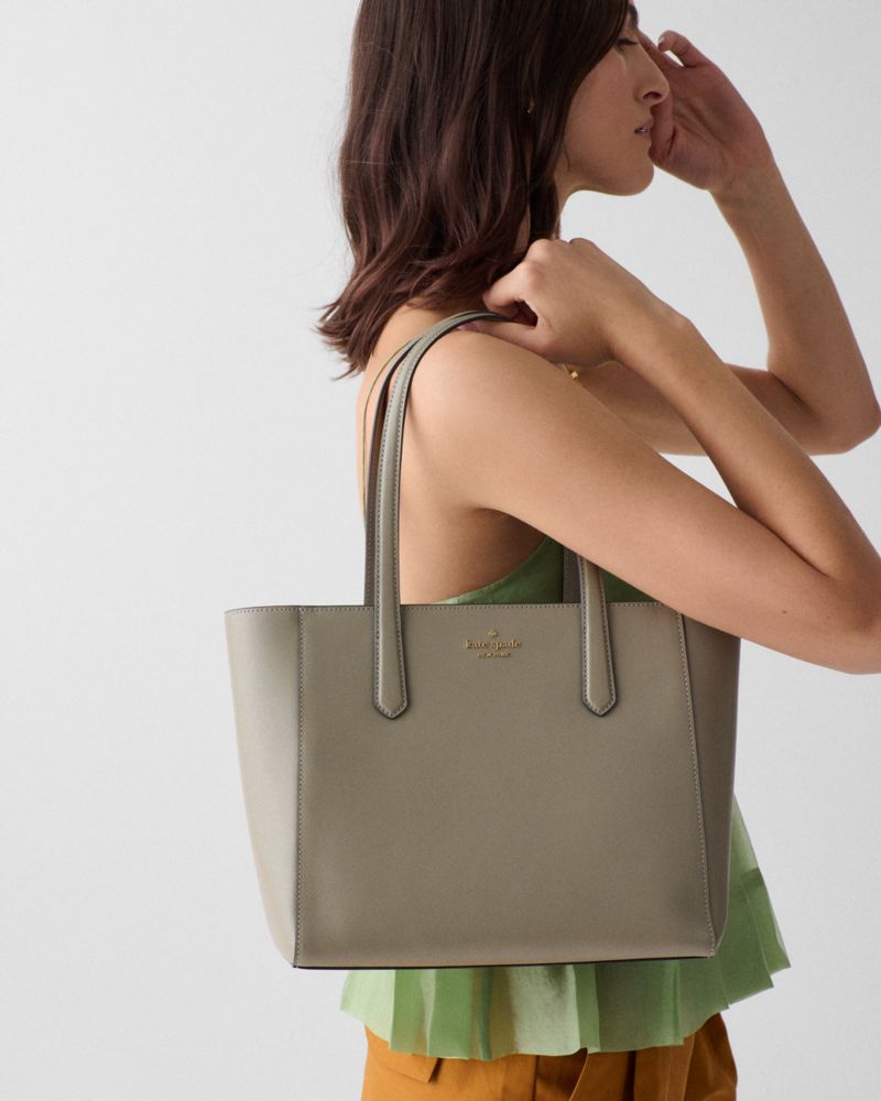 Kate Spade,Staci Tote Bag,Tote,Metal Material,Metal,Logo,Casual,Work,Gray
