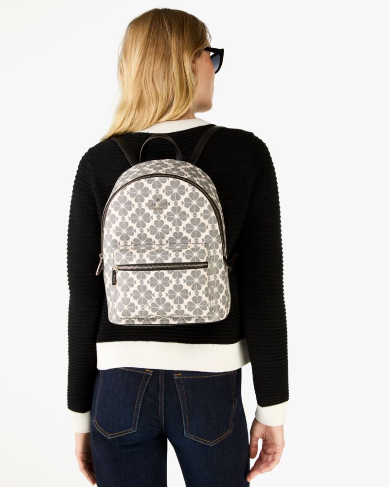 Kate Spade,Signature Spade Flower Medium Backpack,Leather,Backpack,PVC,Metal,Logo,Lined,Day Party,