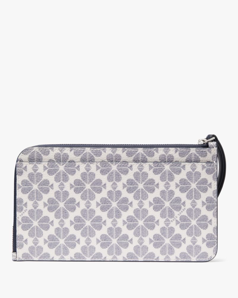 Kate Spade,Lucy Spade Flower Medium L-Zip Wristlet,Navy Multi