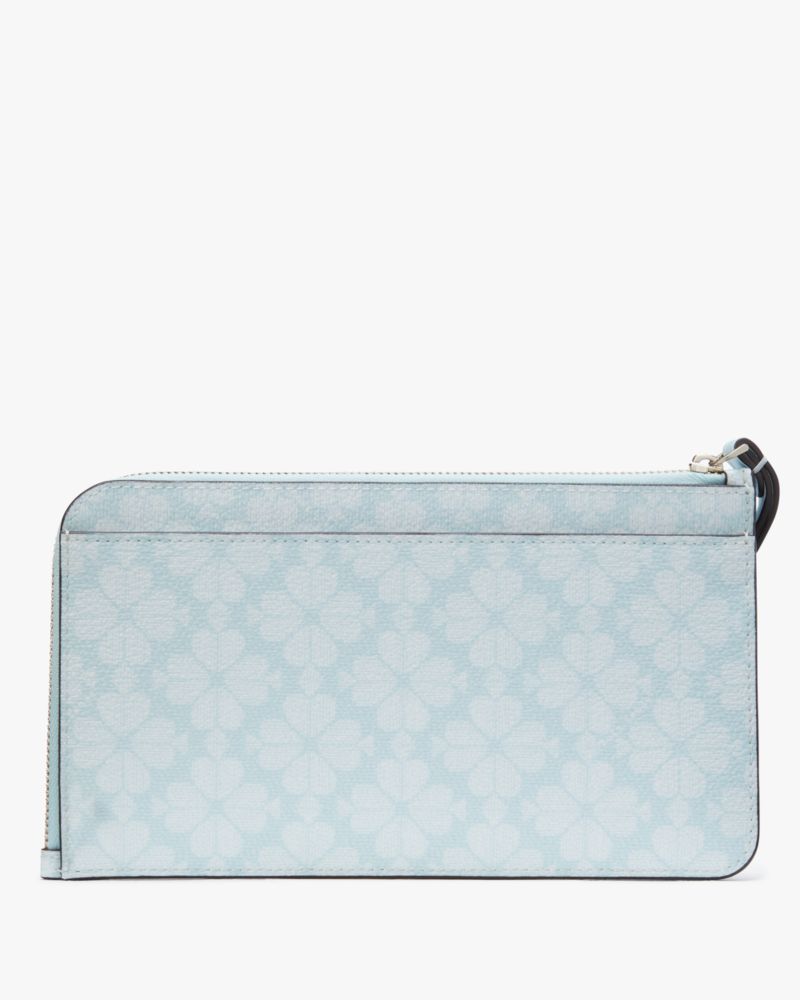 Kate Spade,Lucy Spade Flower Medium L-Zip Wristlet,Blue Glow Multi