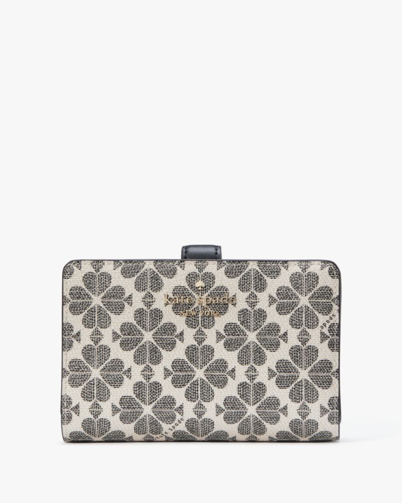 Kate Spade,Signature Spade Flower Medium Compact Bifold Wallet,Bi Fold,Logo,Metal,Casual,