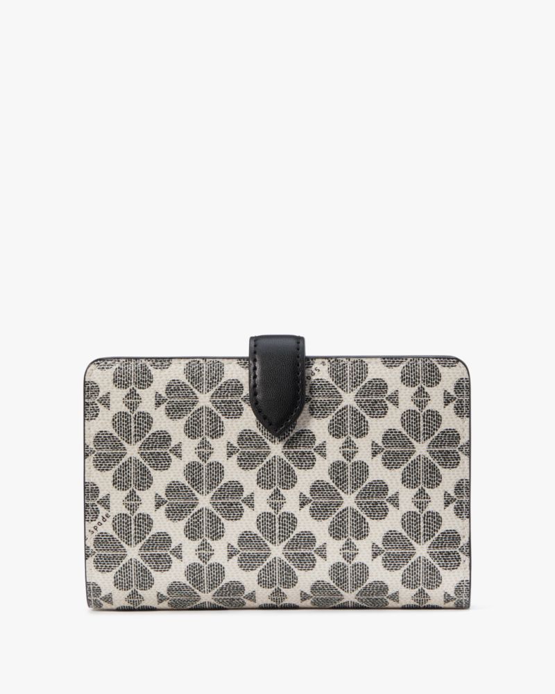 Kate Spade,Signature Spade Flower Medium Compact Bifold Wallet,Bi Fold,Logo,Metal,Casual,