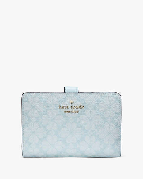 Kate Spade,Signature Spade Flower Medium Compact Bifold Wallet,Blue Glow Multi