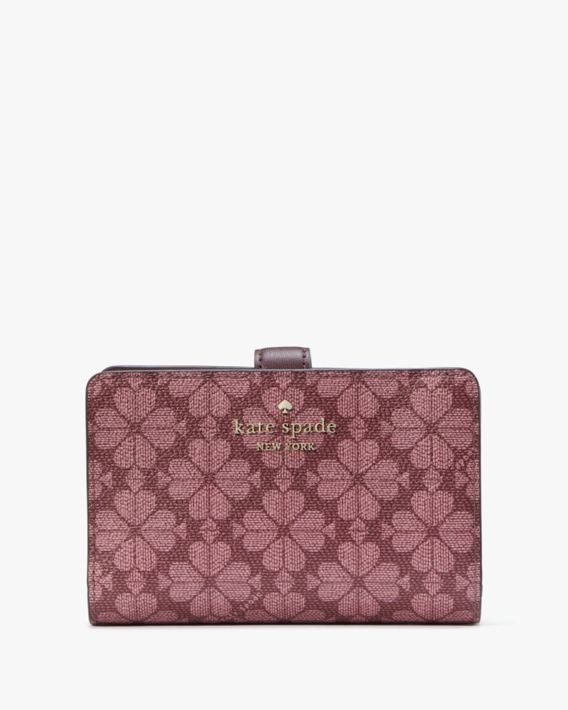 Kate Spade,Signature Spade Flower Medium Compact Bifold Wallet,Grenache Multi