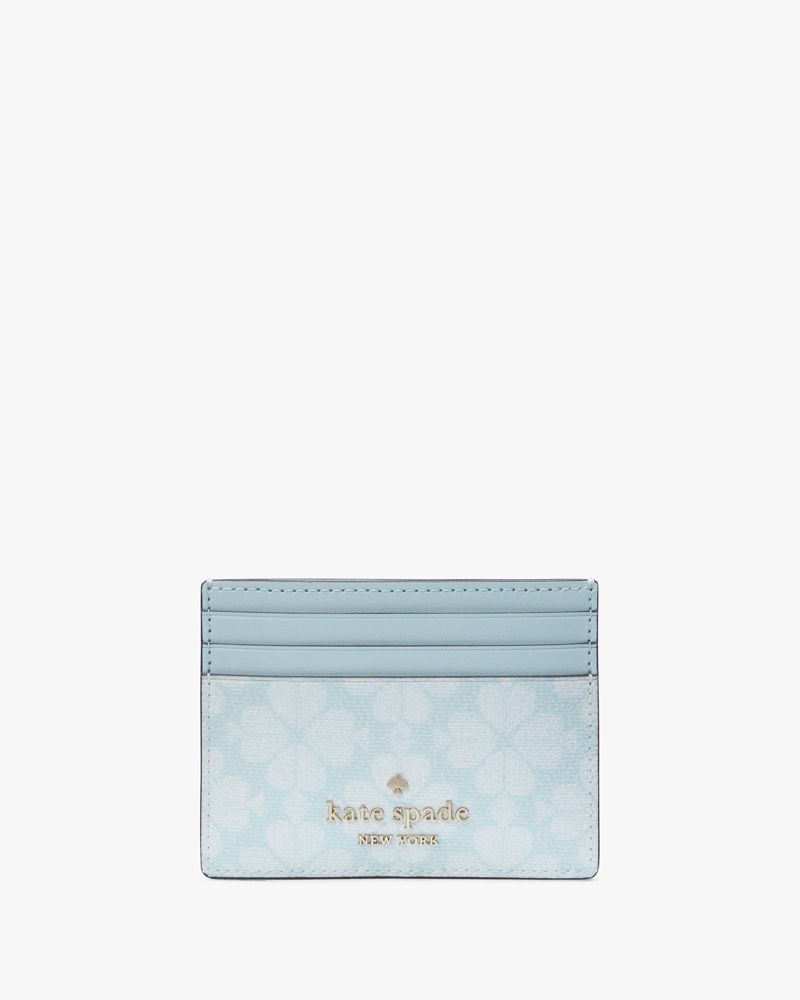 kate spade ステッチ スモールスリム カードホルダー グリーンレザー 